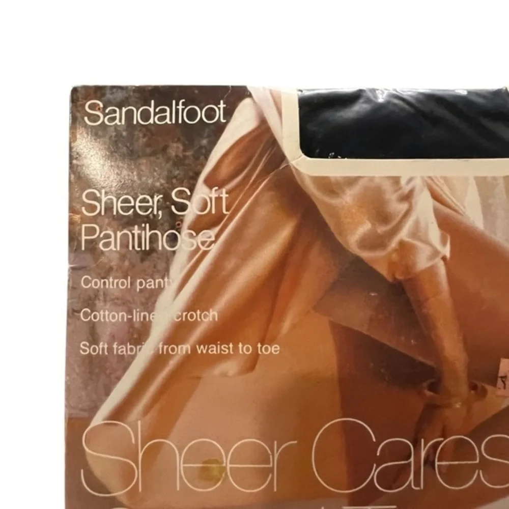 Vintage Sheer Caress‎ Control Top Pantyhose Navy Sandalfoot Queen Tall NIP